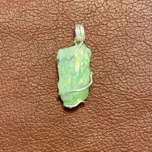 Wire wrapped green aura quartz